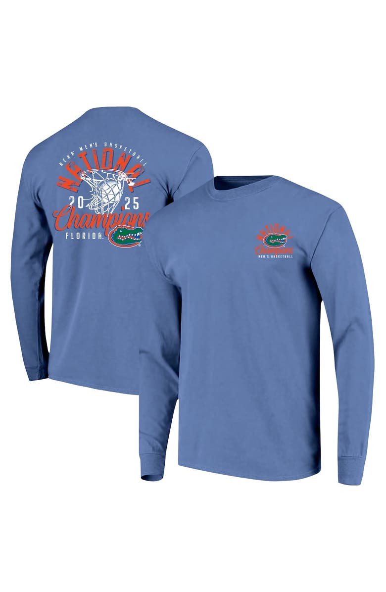 IMAGE ONE Men's Blue Florida Gators 2025 NCAA Men's Basketball National Champions Distressed Net Long Sleeve T-Shirt, Alternate, color, 