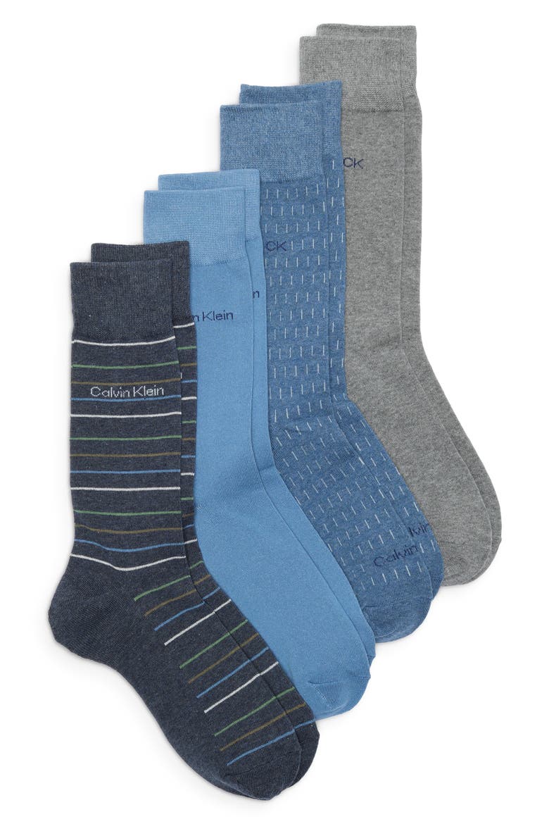 4-Pack Assorted Dress Socks, Main, color, BLUE MULTI