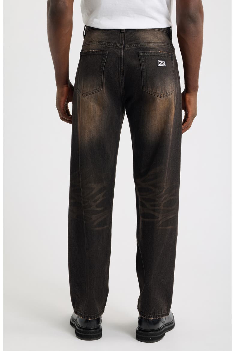 Studded Boxcar Straight Leg Jeans, Alternate, color, BLACK RUST WASH