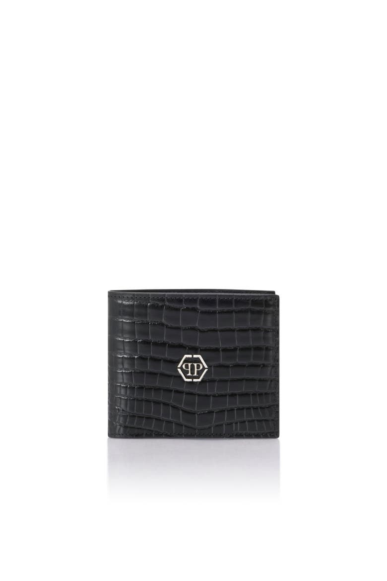 Leather French Wallet Cocco Men, Main, color, black