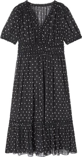 【LK BENNETT】Gigi ドット ミディ ドレス LK Bennett Gigi Polka Dot Short Sleeve Pleated Chiffon Midi
