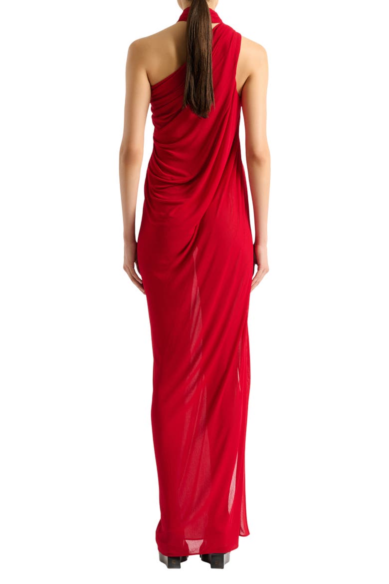 Long draped jersey dress, Alternate, color, red