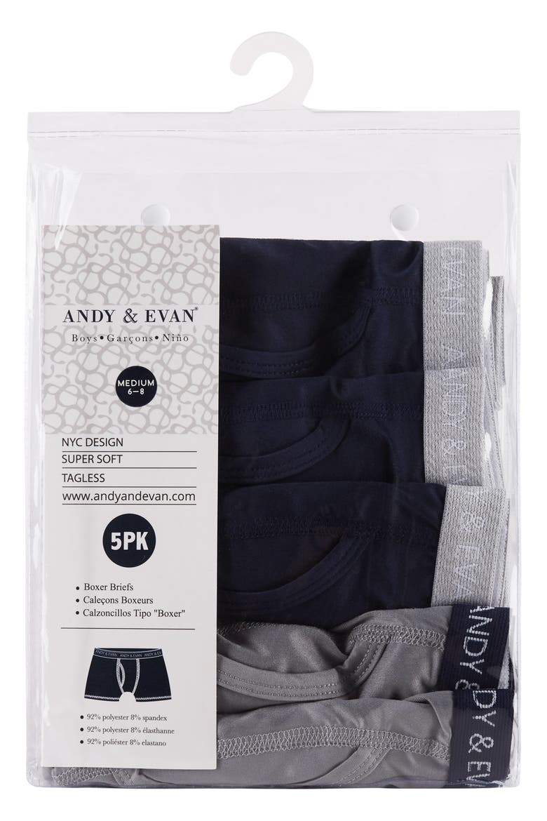 Kids' Assorted 5-Pack Boxer Briefs, Alternate, color, NAVY/ GREY