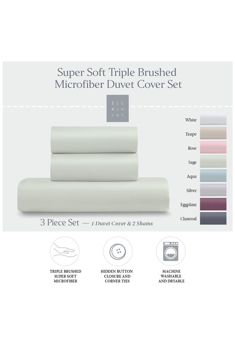 Triple Brushed Duvet Cover & Sham Set, Alternate, color, SAGE