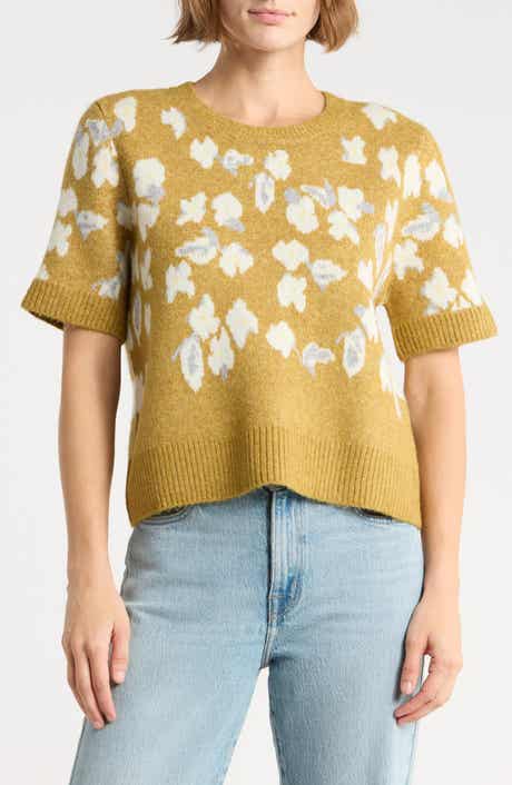 Floral Short Sleeve Sweater