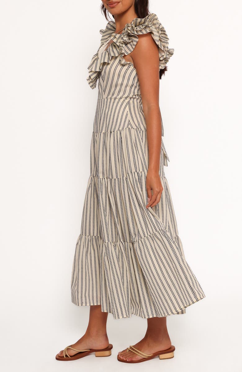 Petal & Pup Bobbie Ruffle Maxi Dress, Alternate, color, Neutral Stripe