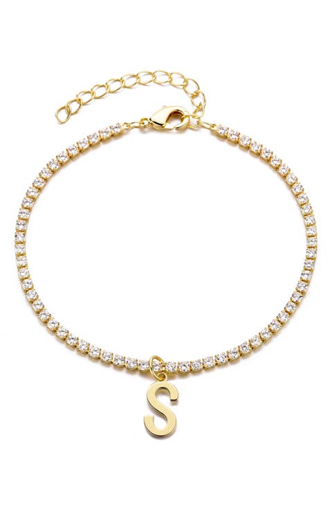 Initial Charm Tennis Bracelet