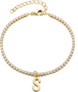 Adornia Initial Charm Tennis Bracelet