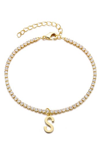 Adornia Initial Charm Tennis Bracelet In Gold