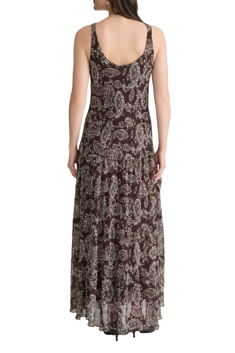 Paisley Print Chiffon Maxi Dress, Alternate, color, FUDGE/ WHITE SAND MULTI