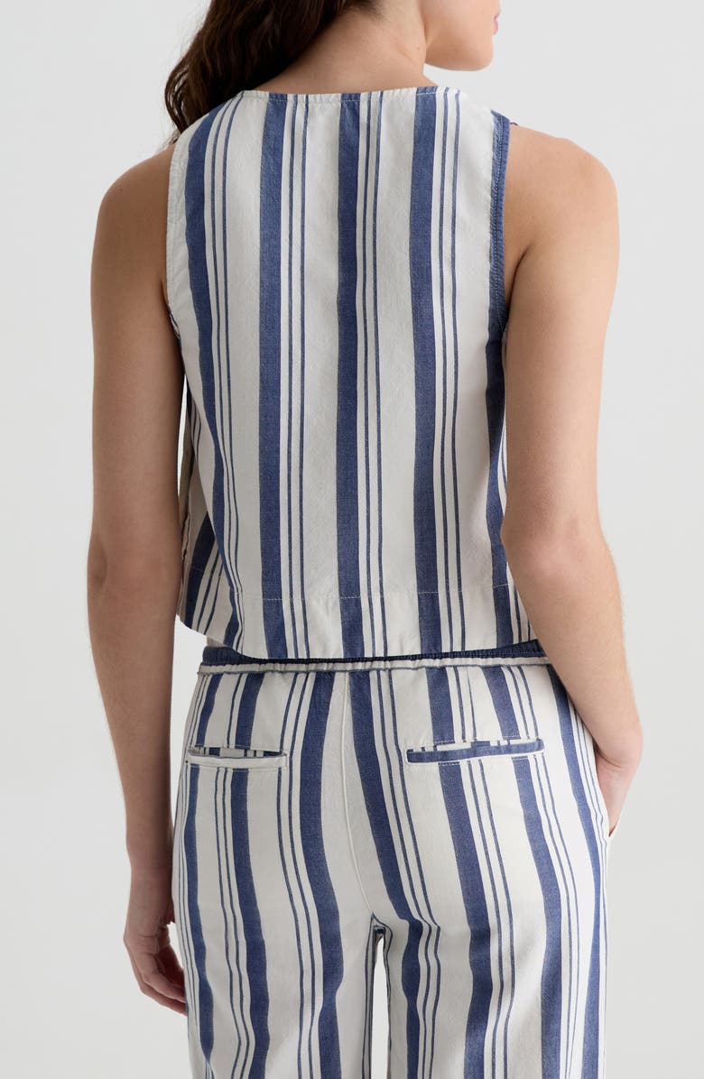 AG Alpha Stripe Crop Cotton & Linen Tank, Alternate, color, Line Up