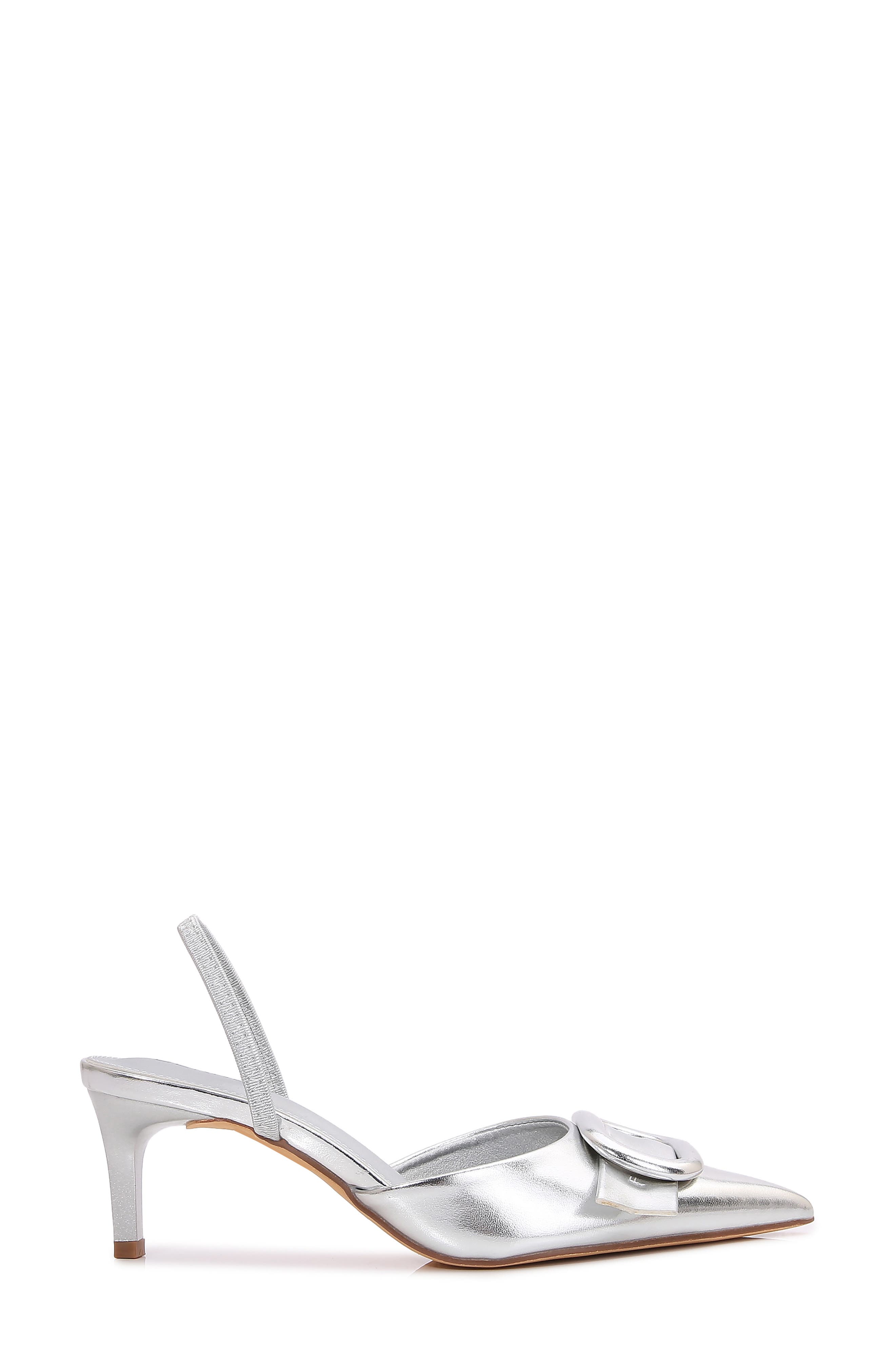 Chiara Buckle Slingback Pump, Alternate, color, SILVER