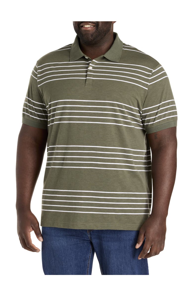 Harbor Bay by DXL Big & Tall Striped Polo Shirt, Main, color, Beetle