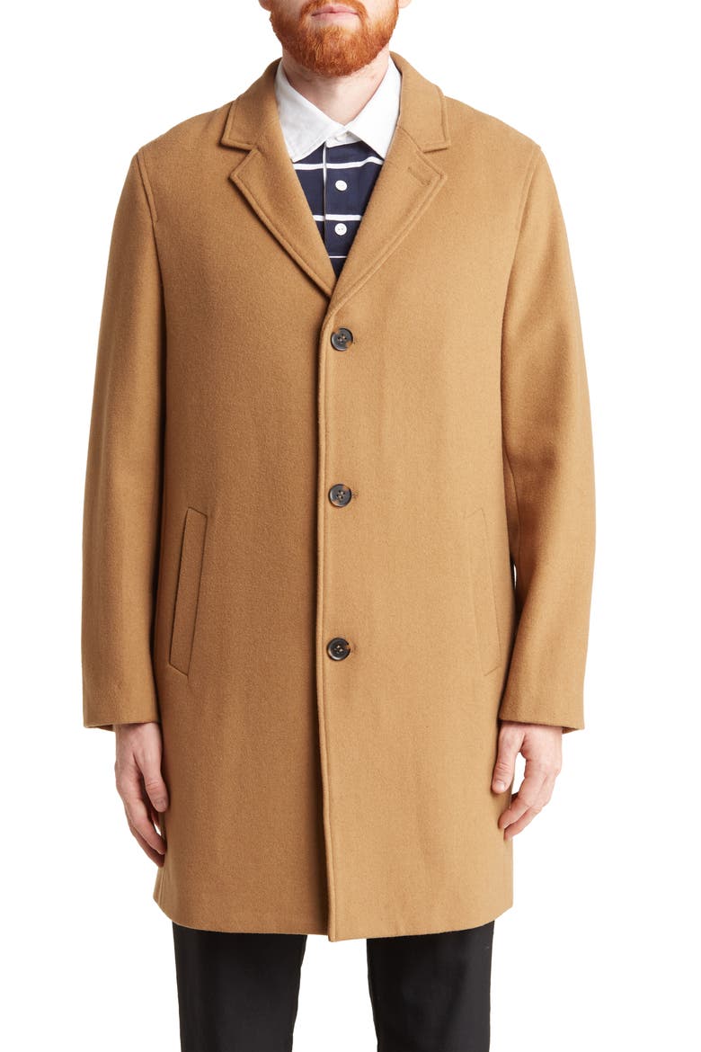 Wool Blend Melton Classic Topper, Alternate, color, CAMEL