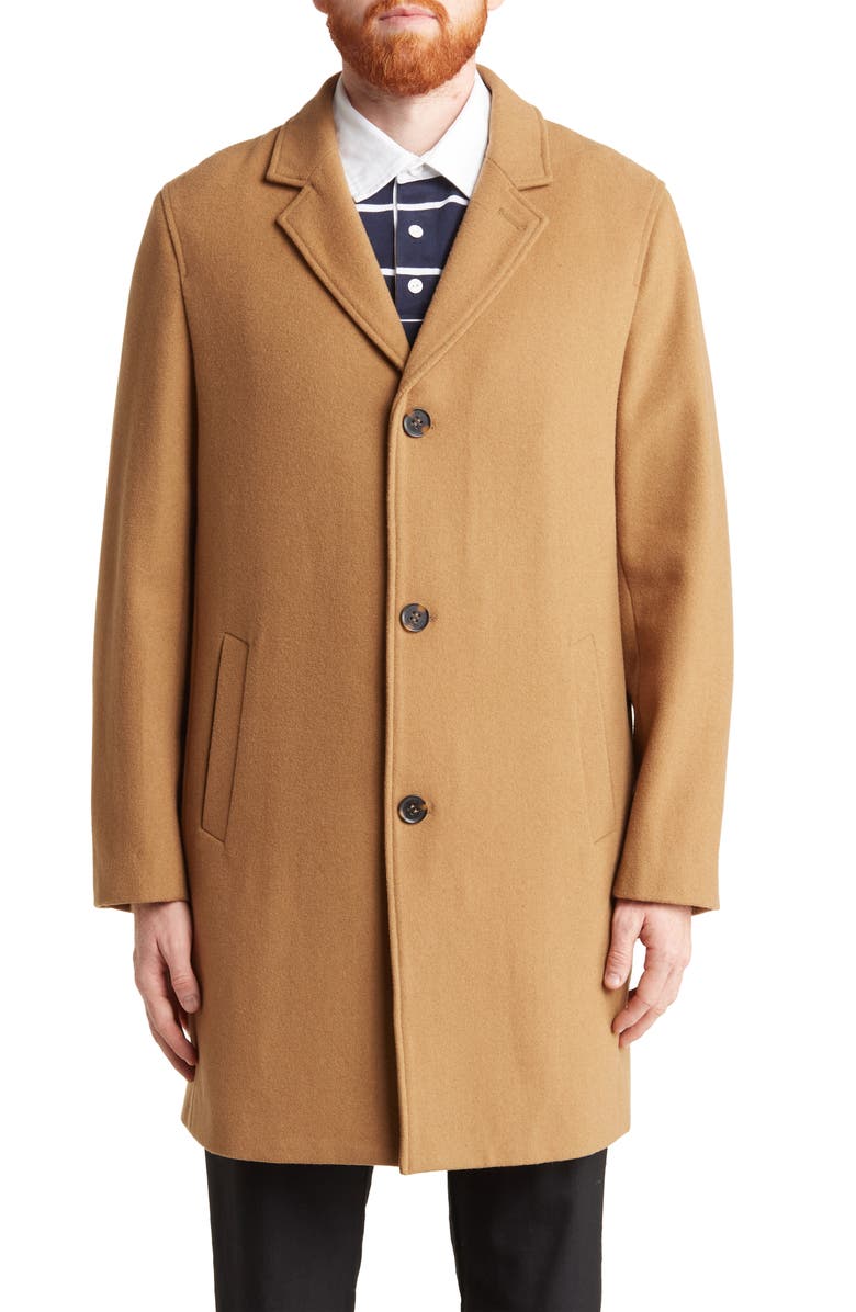 Cole Haan Signature Wool Blend Melton Classic Topper, Alternate, color, Camel