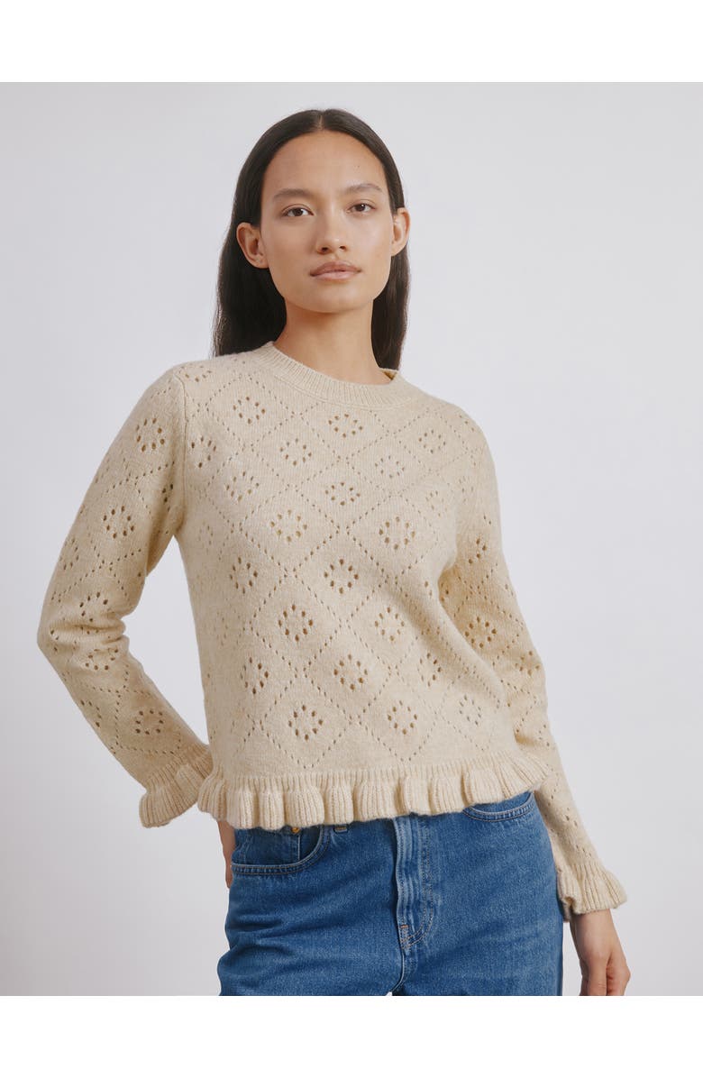 Albaray Pointelle Ruffle Sweater, Main, color, Cream