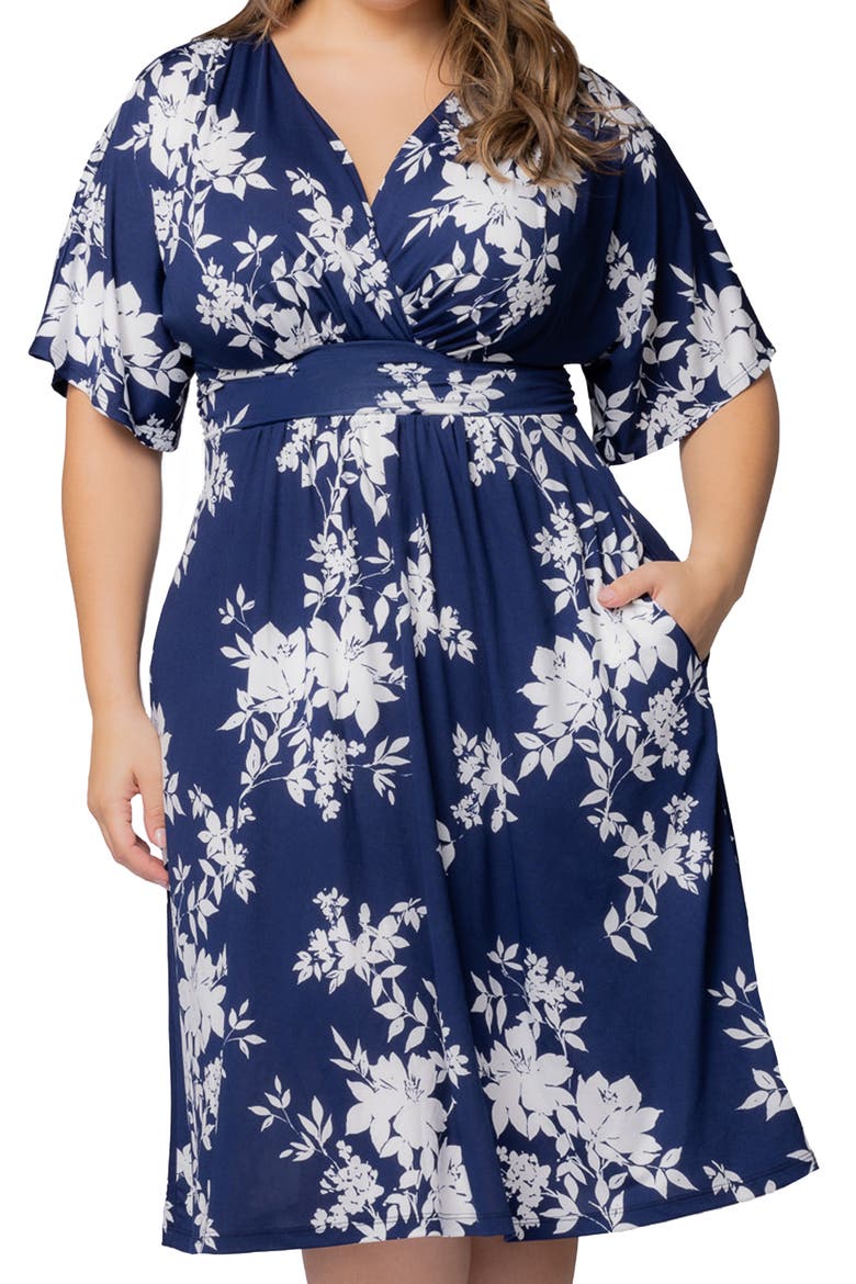 Gia Floral Midi Dress, Alternate, color, NAVY FLORAL PRINT