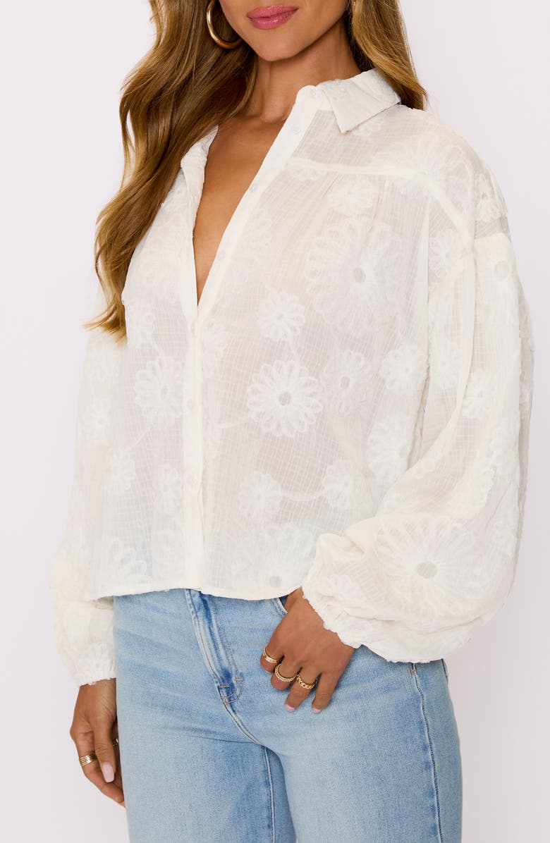 VICI Collection Marley Floral Jacquard Long Sleeve Button-Up Shirt, Alternate, color, Cream