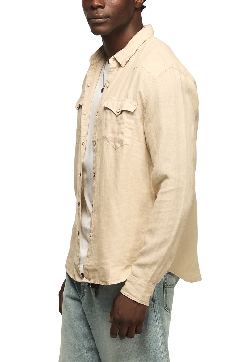 Linen Snap-Up Western Shirt, Alternate, color, VINTAGE KHAKI