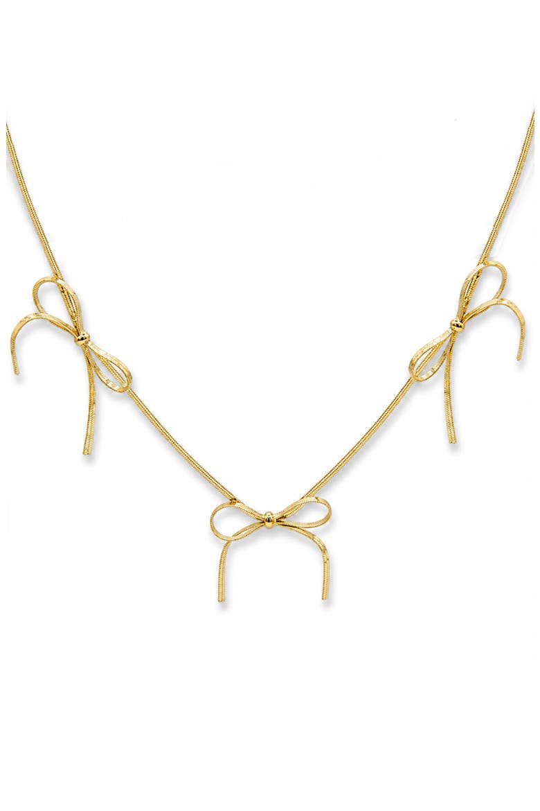 Bow Station Necklace, Main, color, GOLD