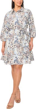 Halogen® Paisley Cotton Shirtdress