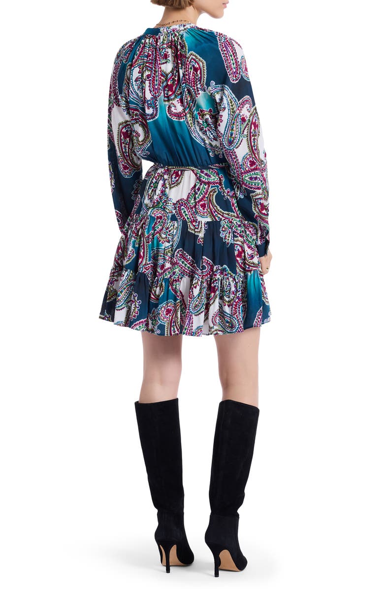 Robert Graham Sydney Paisley Long Sleeve Tiered Shirtdress, Alternate, color, Blue Multi