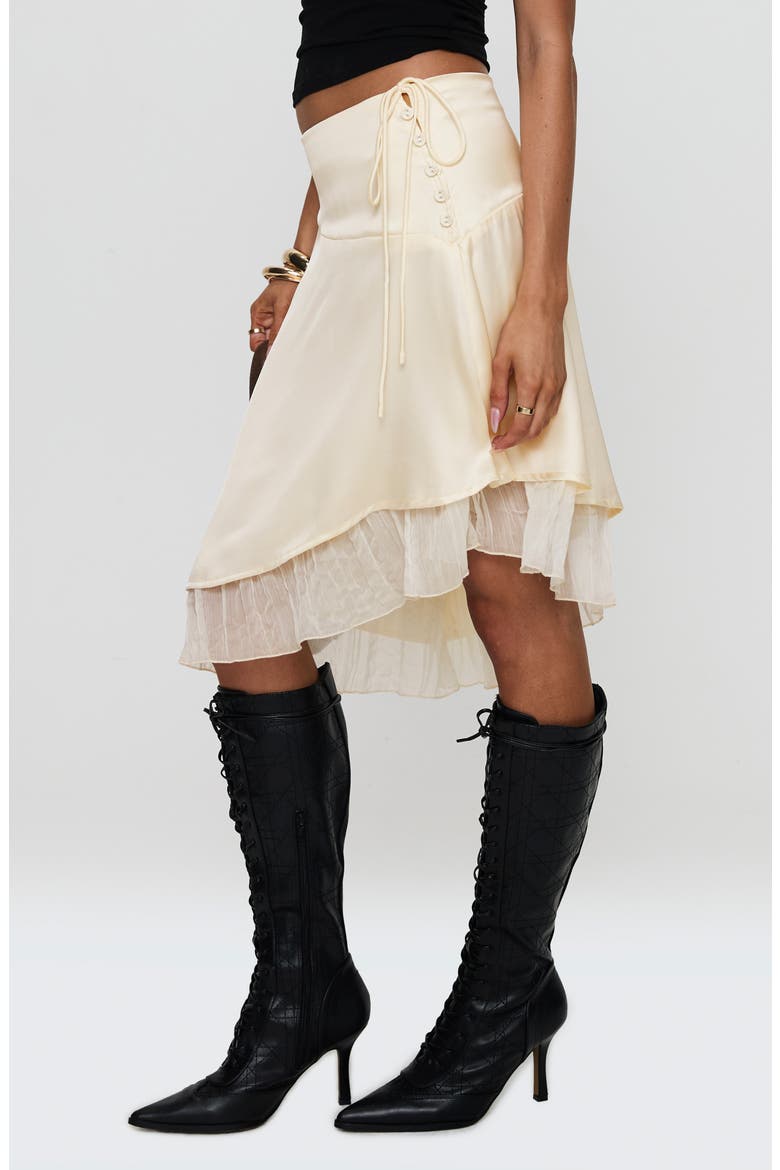 Rosemead Layered Asymmetric Satin Skirt, Alternate, color, CREAM