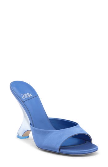Jeffrey Campbell Mew-2 Sculpted Vinyl Wedge Sandals In Blue