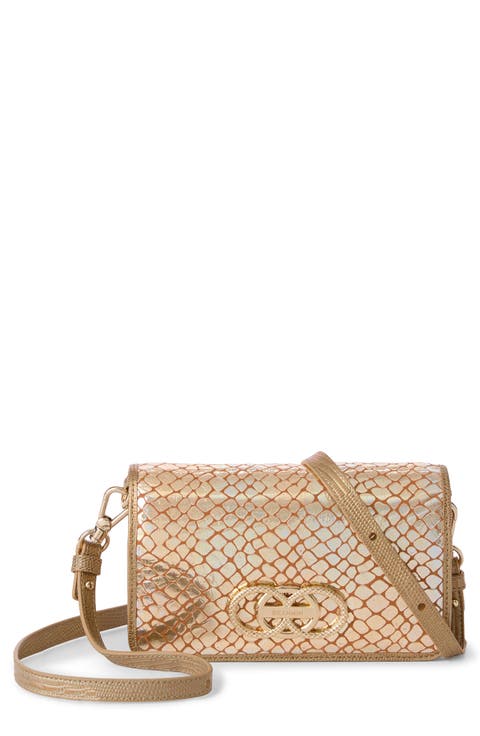 Minuette Croc Embossed Leather Crossbody Bag