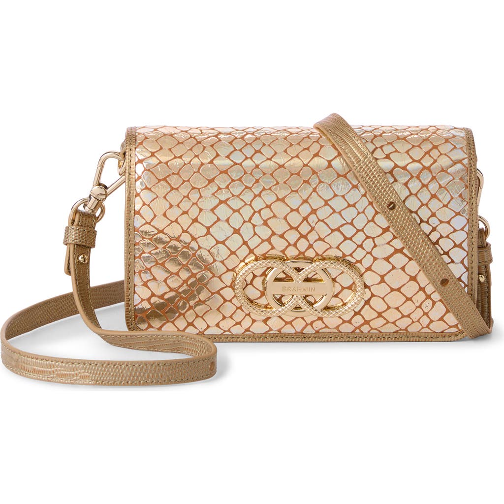 Brahmin Minuette Croc Embossed Leather Crossbody Bag In Gold