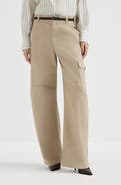 Brunello Cucinelli Délavé cotton canvas cargo barrel trousers with monili