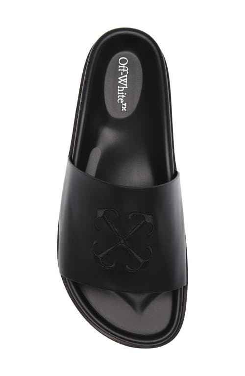 Off-white Arrows-embroidered Leather Slippers In Black