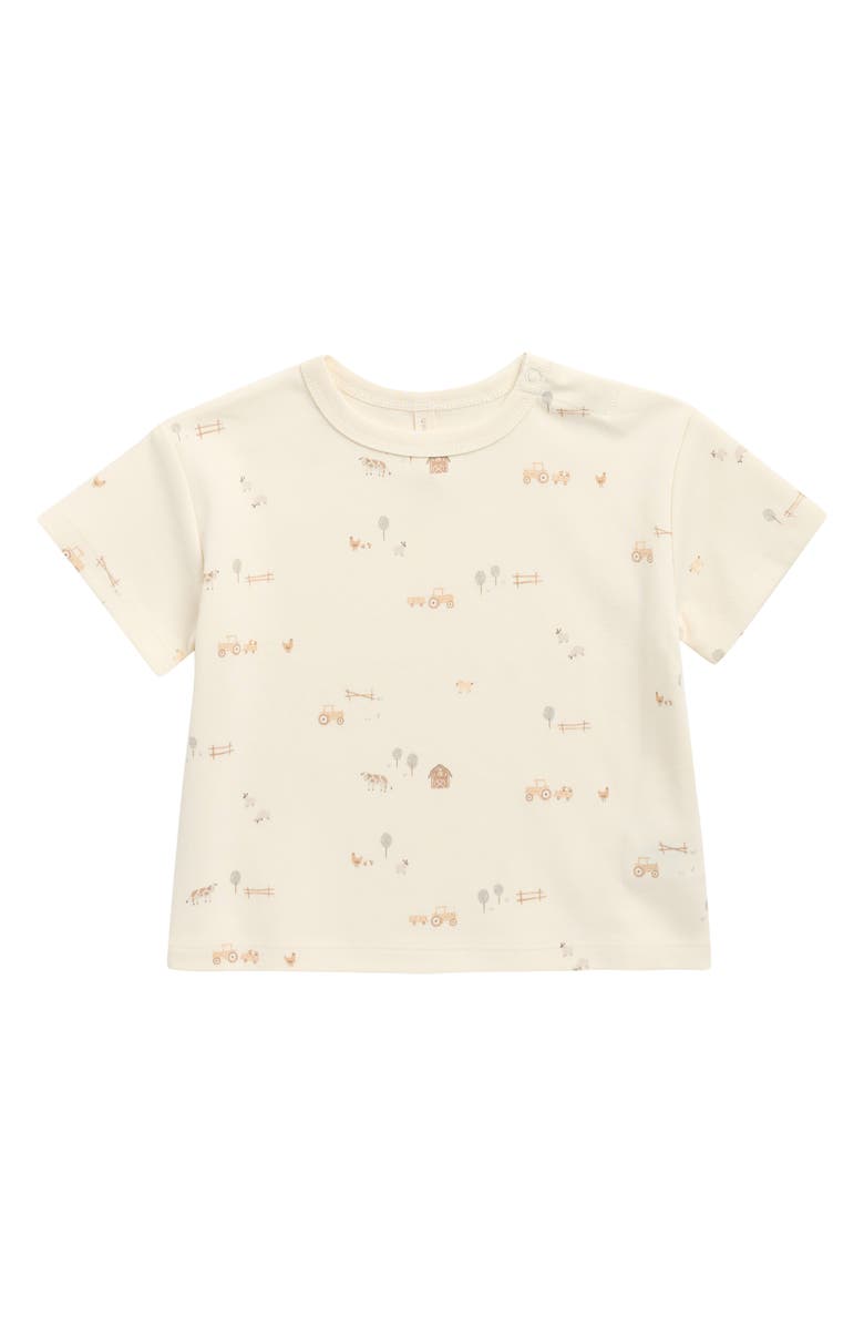 QUINCY MAE Kids' Farm Print Boxy Organic Cotton T-Shirt, Main, color, Ivory