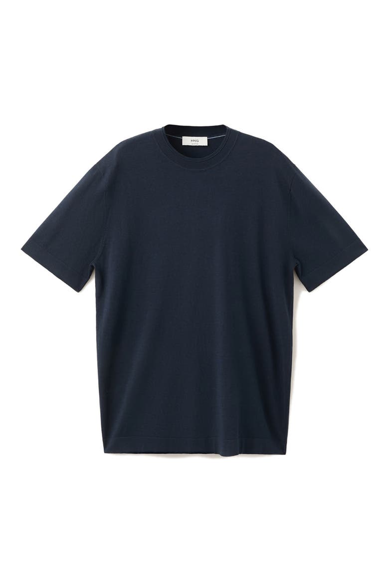 Cotton & Silk T-Shirt, Alternate, color, NAVY