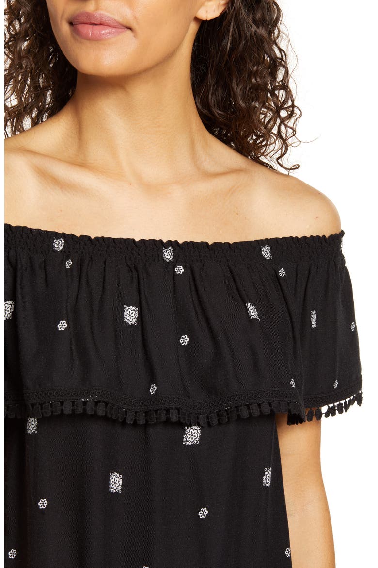 Gibson x Hi Sugarplum! Naples Convertible Off the Shoulder Top, Alternate, color, VENEZIA/ BLACK