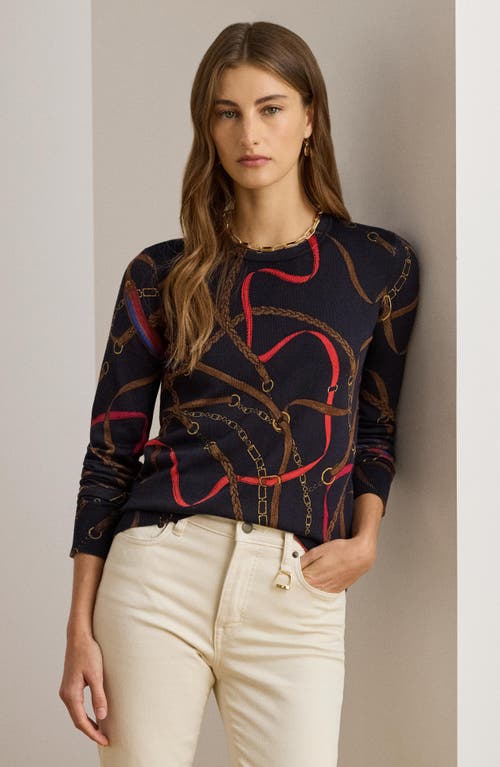 Ralph Lauren Women's Belting Print Long-sleeve Sweater In Multi
