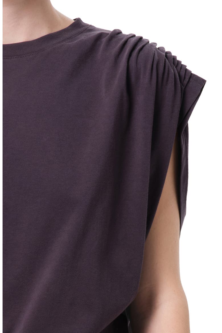 Roma Ruched Sleeve Organic Cotton T-Shirt, Alternate, color, CHARCOAL PURPLE