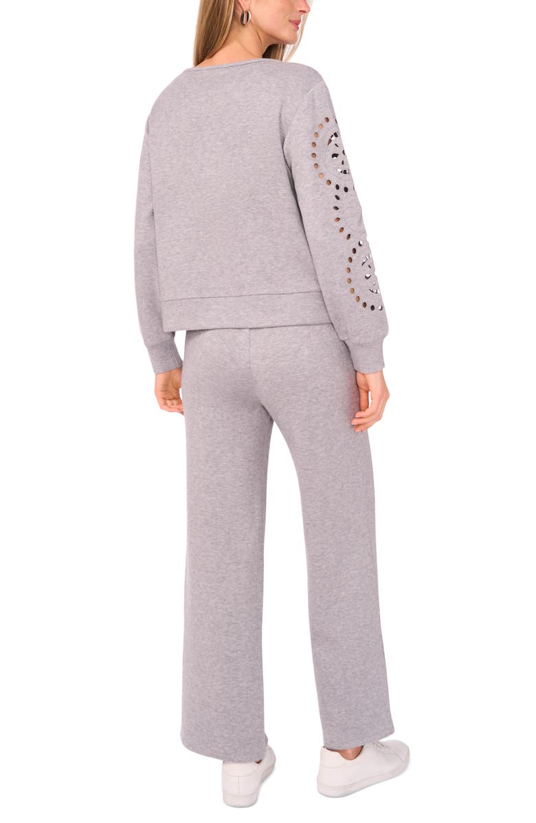 Vince Camuto Eyelet Sleeve Sweatshirt, Alternate, color, Granite