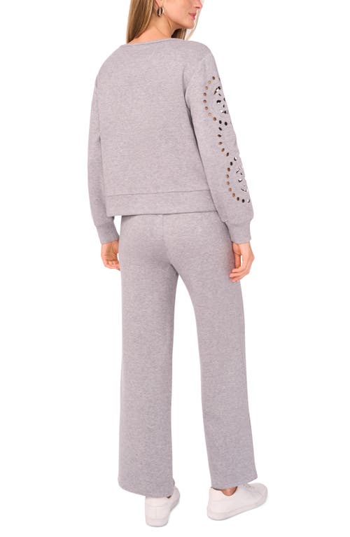 Vince Camuto Eyelet Sleeve Sweatshirt In Gray