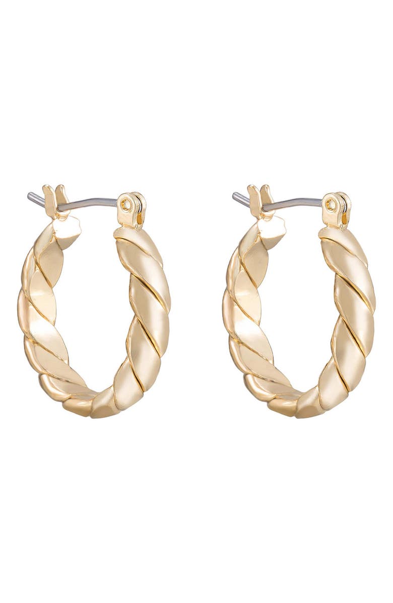 Ettika Textured Huggie Hoop Earrings, Alternate, color, Gold