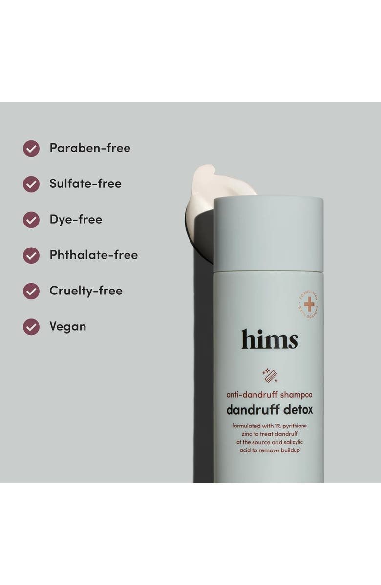 HIMS & HERS Dandruff Detox Shampoo Purifying, Soothing, Zinc Pyrithione Formula with Argan & Avocado Oils, Alternate, color, White