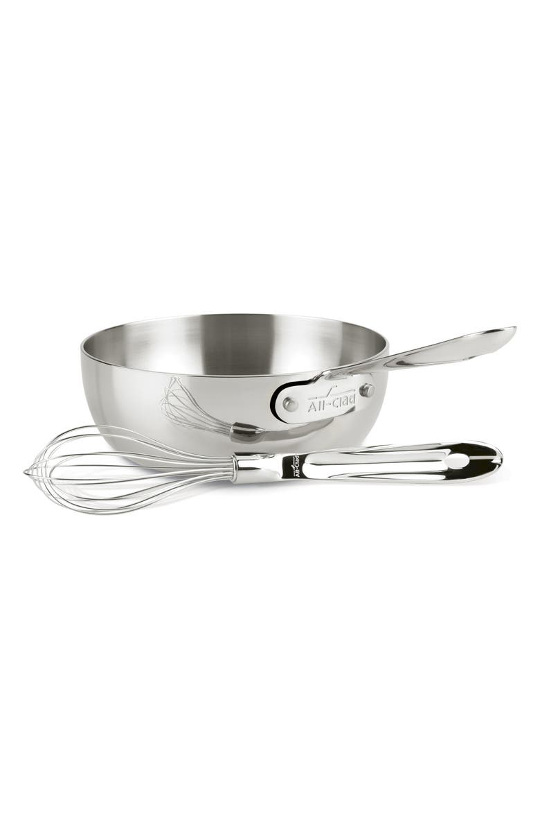 All-Clad 2-Quart Stainless Steel Saucier & Whisk, Main, color,
