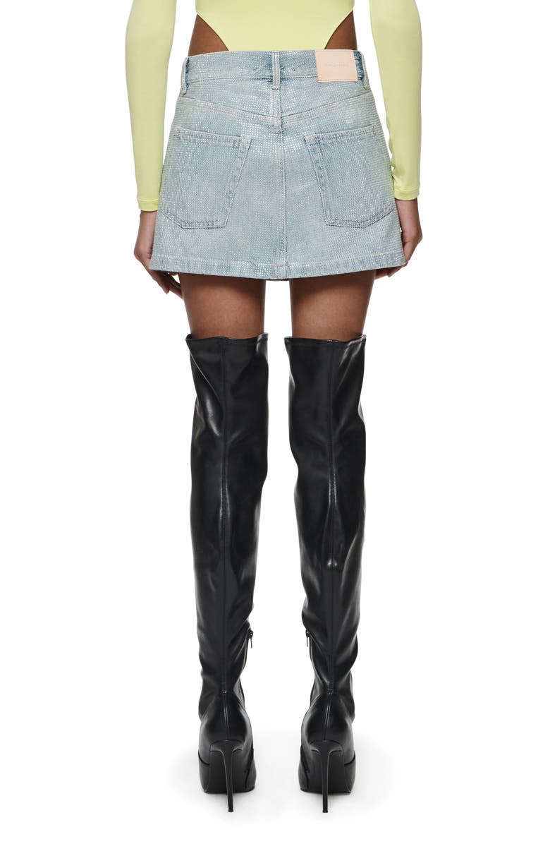 PURPLE BRAND Hotfix Metallic Studded Denim Miniskirt, Alternate, color,