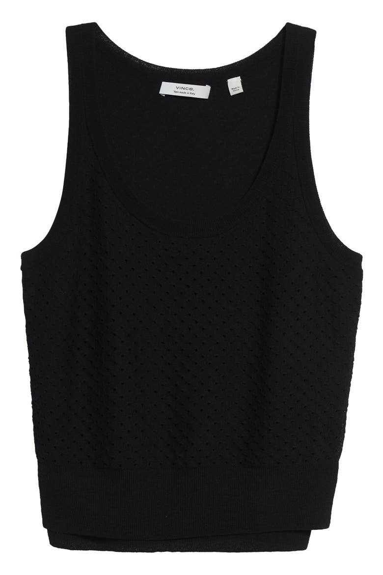 Double Layer Mesh Sweater Tank, Alternate, color, BLACK