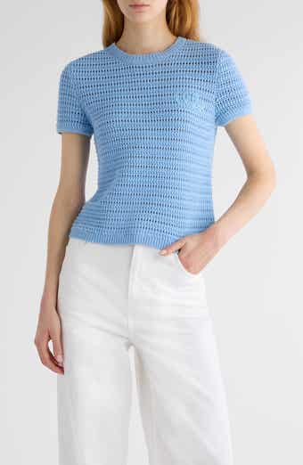 Open Knit Short Sleeve Organic Cotton Sweater