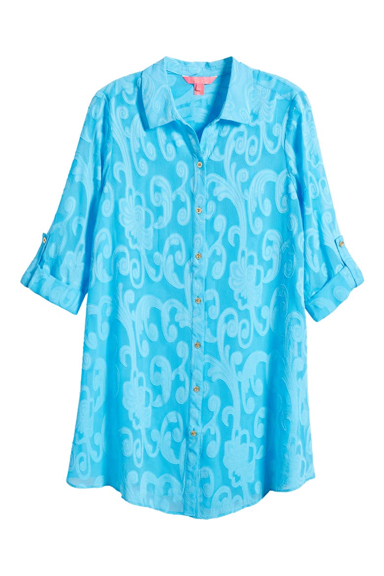 Natalie Cover-Up Dress, Alternate, color, CUMULUS BLUE POLY