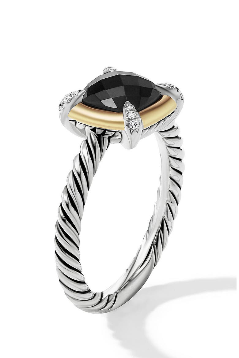Petite Chatelaine® Ring with Semiprecious Stone and Diamonds, Alternate, color, SILVER PAVE/ BLACK ONYX