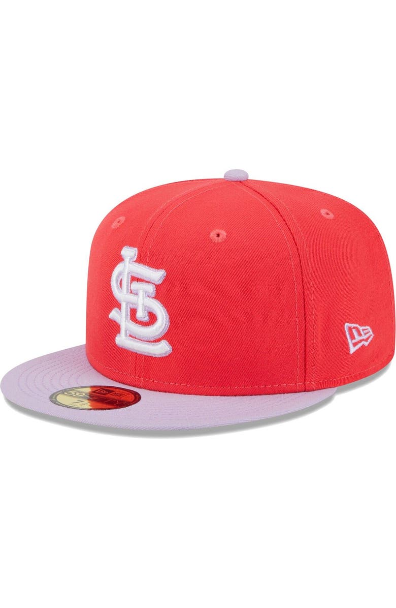 New Era Men's New Era Red/Lavender St. Louis Cardinals Spring Color Two-Tone 59FIFTY Fitted Hat, Main, color, 