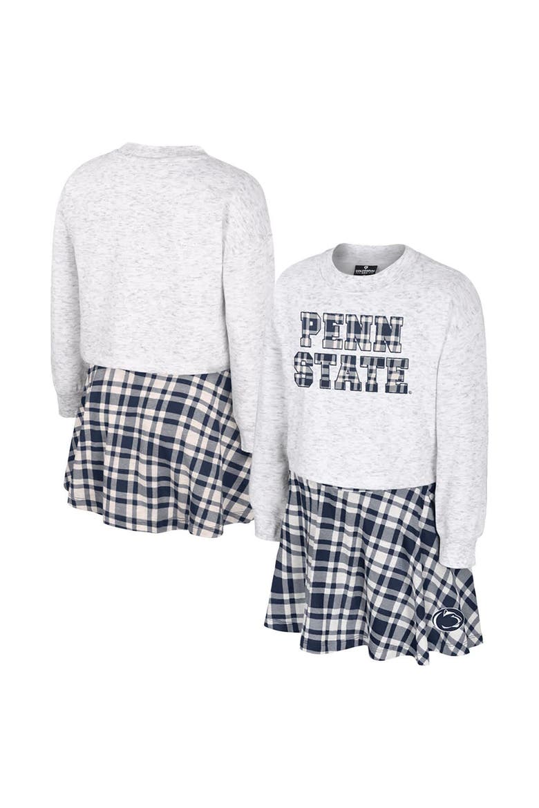 Girls Youth Colosseum Gray Penn State Nittany Lions Marceline Plaid Skirt and Top Set, Main, color, Gray
