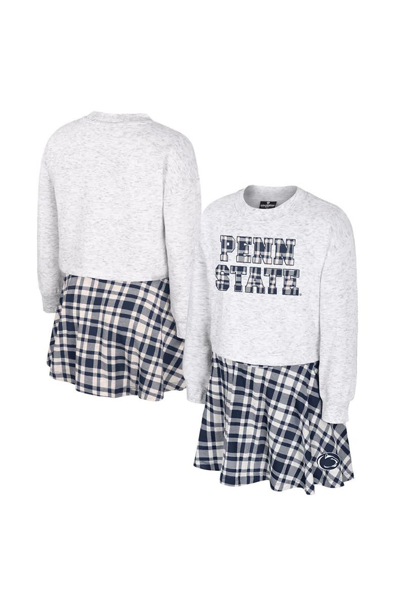 COLOSSEUM Girls Youth Colosseum Gray Penn State Nittany Lions Marceline Plaid Skirt and Top Set, Main, color, Gray